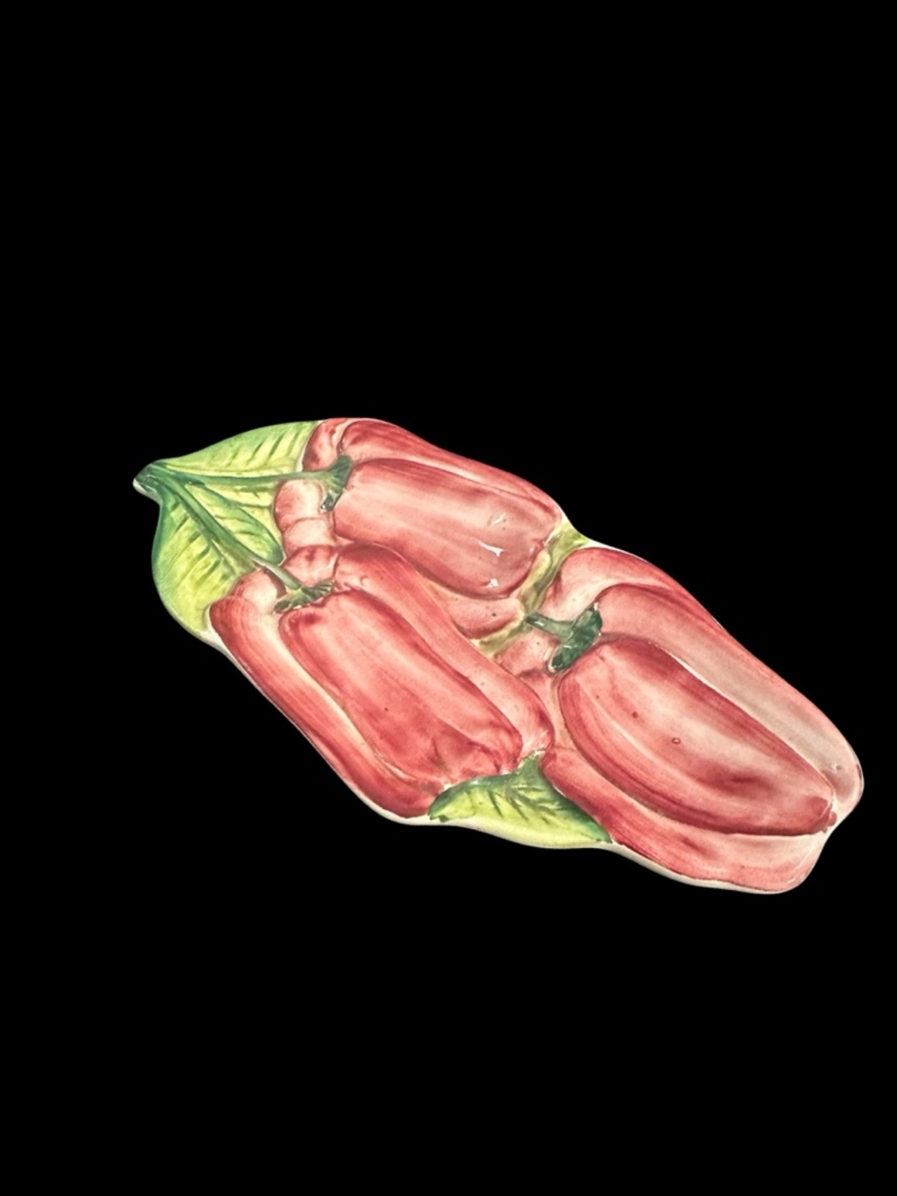 Italy Majolica Serving Tray Red Bell Pepper Ceramic Hand Painted